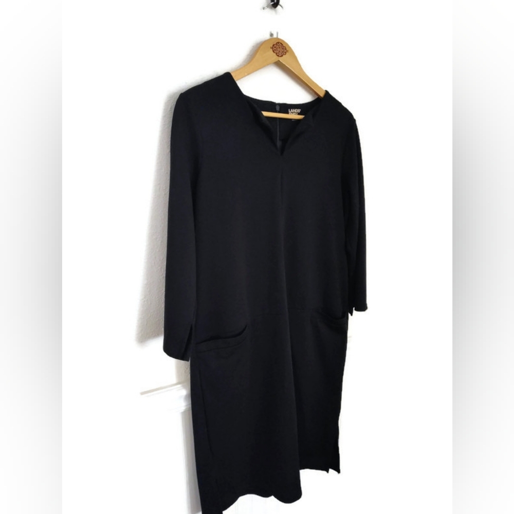 Upscale LANDS END Black Dress Career Event Great Quality Size 12